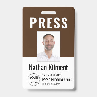 Journalist Pressepass Foto Name Logo ID Braun Ausweis