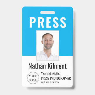 Journalist Pressepass Foto Name Logo ID Himmelblau Ausweis