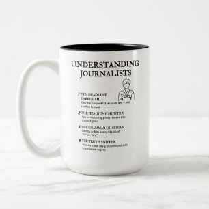 Journalisten verstehen zweifarbige tasse