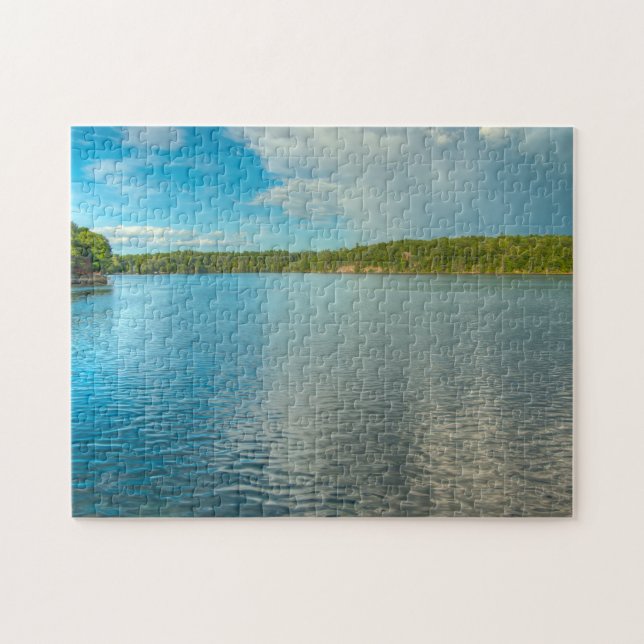 Journée ensoleillée sur le puzzle du lac Pleasasan (Horizontal)