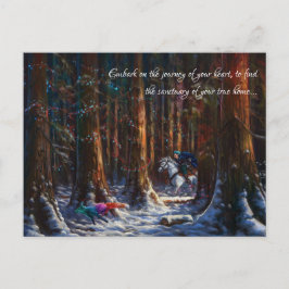 Journey - Fantasy forest Berglandschaft Kunst Feiertagspostkarte