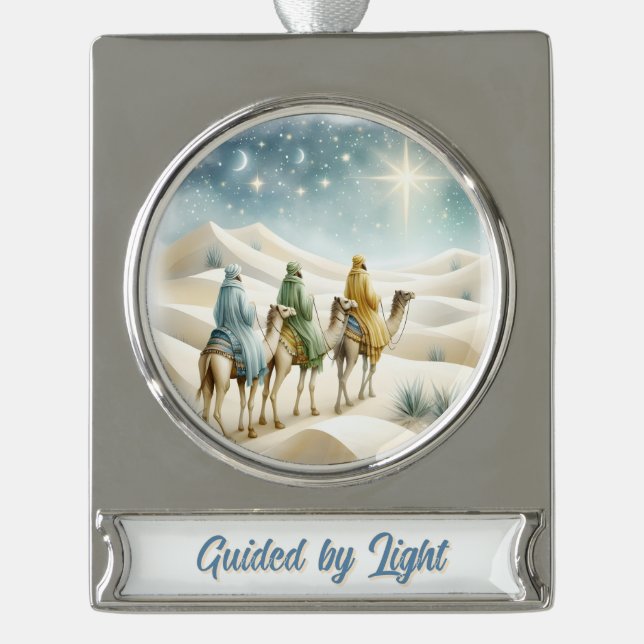 Journey of the Magi – Epiphany Banner Design Banner-Ornament Silber (Vorderseite)