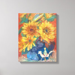 Journey of Whimsy: Sunflower & Rainbow Leinwanddruck