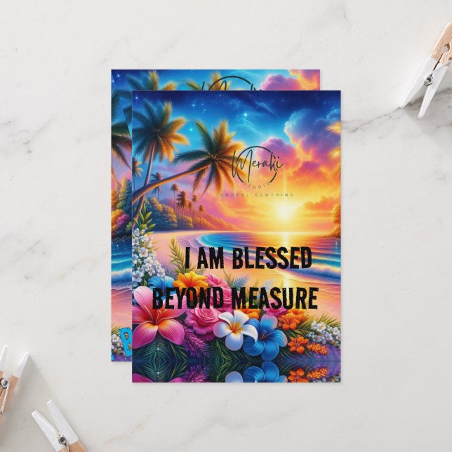 Journey with Grace: I Am Blessed Travel Backpack" Einladung (Vorderseite/Rückseite Beispiel)