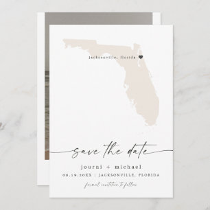 JOURNI Florida Map Beach Zielort Save the Date Einladung