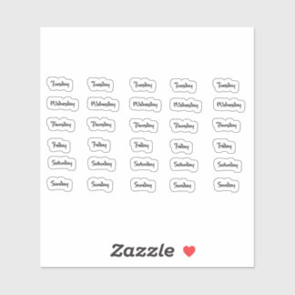 Jours de la semaine Brush Lettre Stickers