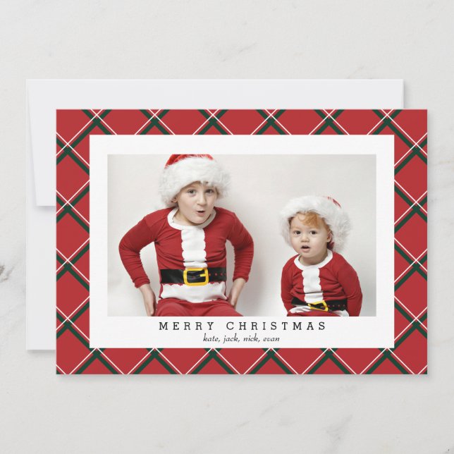 Jours fériés de Noël Carte photo vert rouge (Devant)