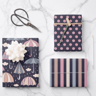 Jours pluvieux - Papier à envelopper parapluie