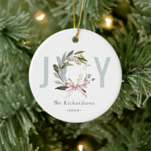 Joush Blue Green Winter Weihnachtskranz Foto Keramik Ornament