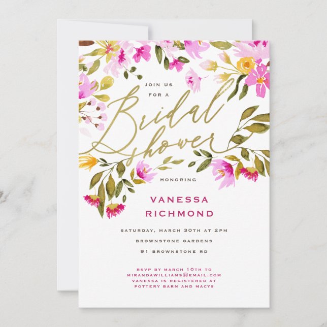 Jovely Garden Bridal Shower Invitation (Devant)