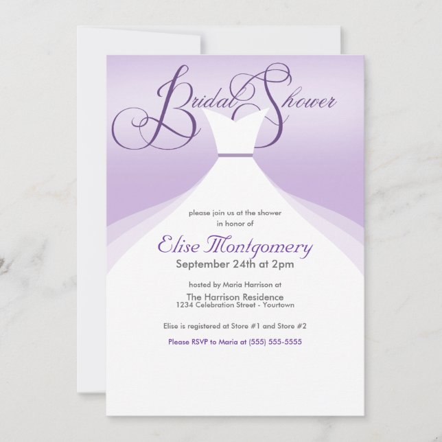 Jovely Gown Bridal Douche Invitations (Devant)