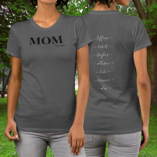 Jovely Mom with Kids Names Year T-shirt