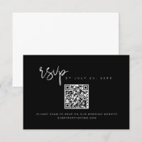 JOVI Edgy Black and White QR Code Wedding RSVP