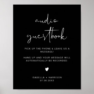 JOVI Edgy Black Audio Gäestbook Wedding Sign Poster