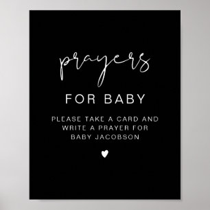 JOVI Edgy Black Baby Shower Gebete für Baby-Schild Poster