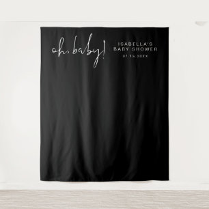 JOVI Edgy Black Modern Baby Shower Foto Tapestory Wandteppich