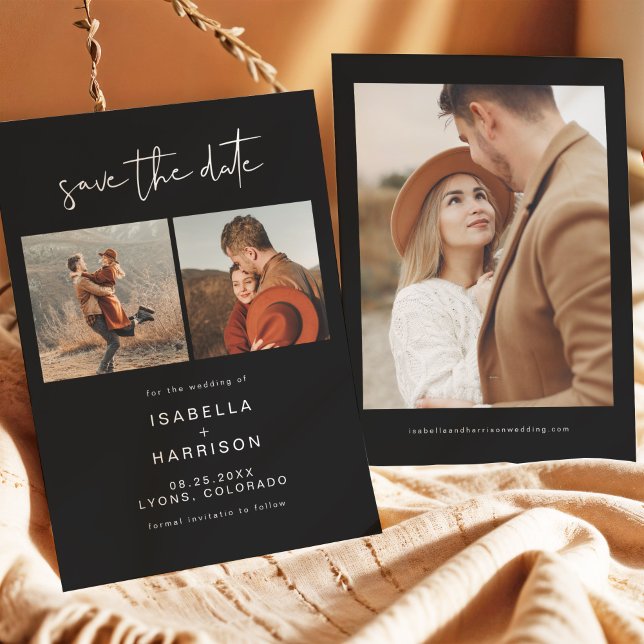 JOVI Edgy Black Modern Foto Save the Date Einladung (Von Creator hochgeladen)