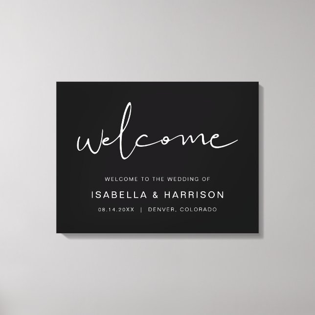 JOVI Edgy Black Modern Minimalistisch Wedding Will Leinwanddruck (Vorderseite)