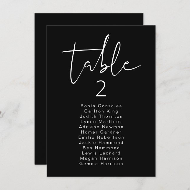 JOVI Edgy Black Modern Table Sitzkarte Einladung (Vorne/Hinten)