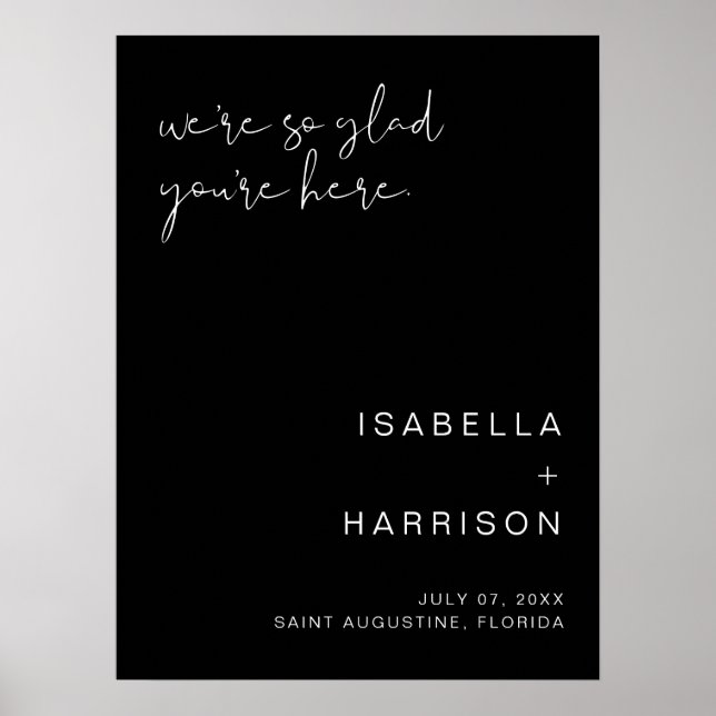 JOVI Edgy Black Modern Wedding Welcome Poster (Vorne)