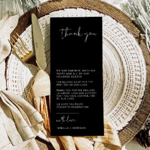 JOVI Modern Black Wedding Table Dankeschön Karte