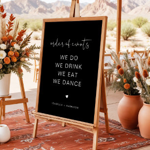 JOVI Schwarzes edles Hochzeitsablaufposter Poster