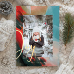 Joy Abstrakt Watercolor Paint Brush Stroke Foto Feiertagskarte<br><div class="desc">Unser Kardinal Geist Urlaub Weihnachten Foto Urlaub Karte verkörpert Wärme, Leben und Energie von der Natur inspiriert. Ausdrückliche Pinsel- und Stiftöne werden mit unserem künstlerisch stilisierten Kunstwerk kombiniert. Das Gefühl der Liebe, der Freude und des Friedens hervorheben. Die Farbtöne Rot, Rot, Schwarz, Schwarz, Saphir Blau und Dunkelgolden sind in harmonischer...</div>