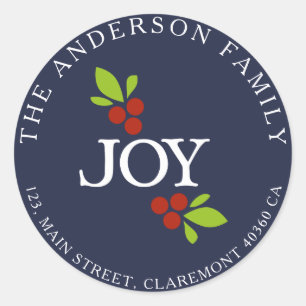 Joy address blue label runder aufkleber