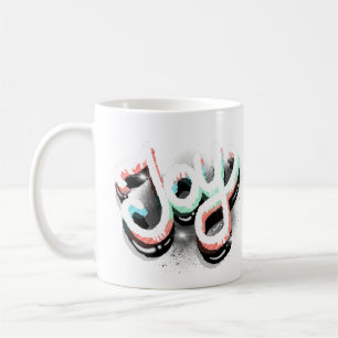 Joy Airbrush Street Art Neon-Handlettering Kaffeetasse