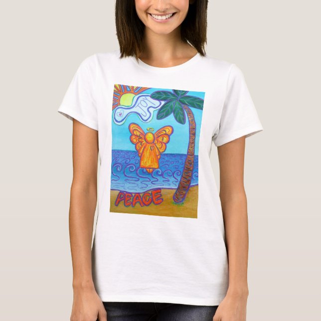 Joy and Peace Beach Angel Art Custom T - Shirt (Vorderseite)