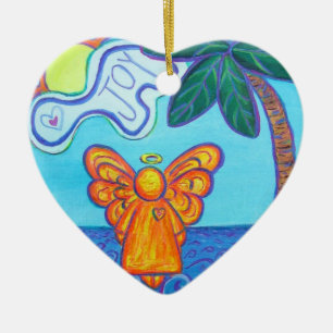 Joy and Peace Beach Engel Art Pendant Ornament