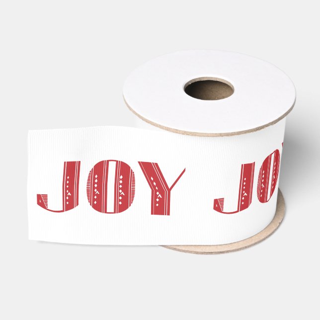 Joy Art Deco Weihnachtsband in Red White Ripsband (Spule)