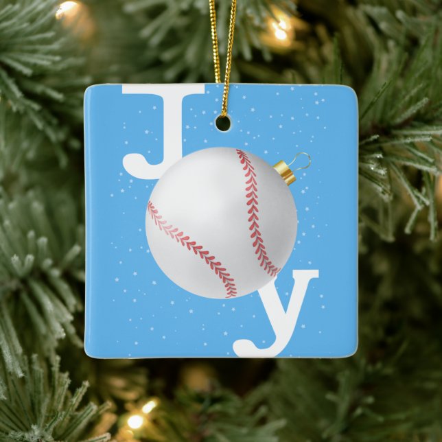 Joy bauble baseball Himmel Blau Weihnachtsfeiertag Keramikornament (Baum)
