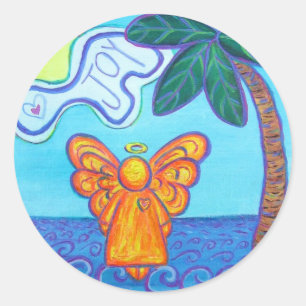 Joy Beach Guardian Angel Art Custom Stickers