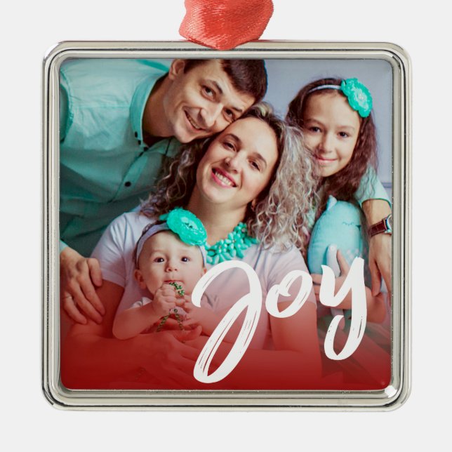 Joy | Benutzerdefiniertes Foto | Weihnachtsverzier Ornament Aus Metall (Vorne)