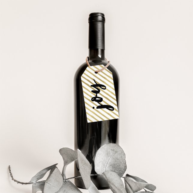 Joy | Black & Imitate Gold Strip Urlaub Geschenkanhänger (Von Creator hochgeladen)