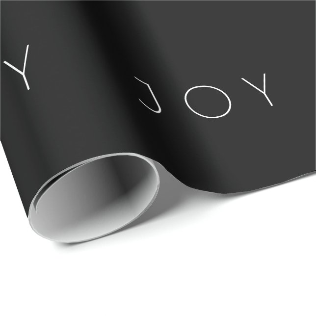 Joy Black Modern Minimalistisch Typografy Pattern Geschenkpapier (Rolleneckpunkt)