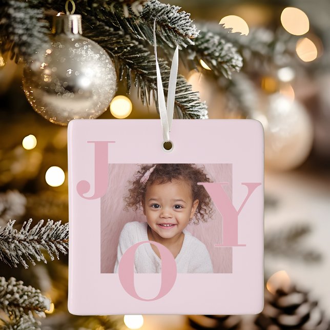 JOY Blush Pink Modern Christmas | Personalized Keramikornament (Von Creator hochgeladen)