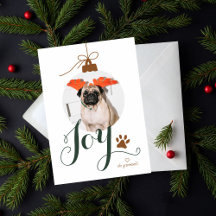 Joy Boho Pet Photo Ornement de vacances Carte