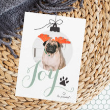 Joy Boho Pet Photo Ornement de vacances Carte