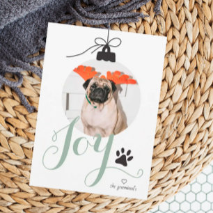Joy Boho Pet Photo Ornement de vacances Carte