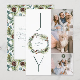 JOY Botanical Pine Wreath Foto Collage Weihnachten