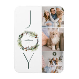 JOY Botanical Pine Wreath Foto Collage Weihnachten Magnet
