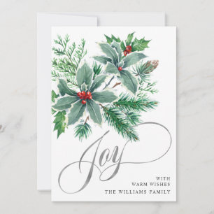 JOY Branche de houx de Noël Carte de vœux de fêtes