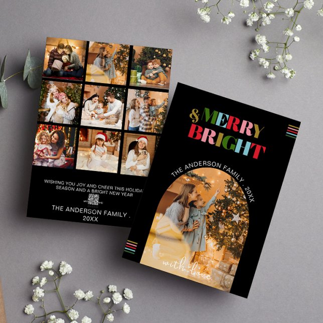 Joy & Bright Retro Photos de Noël Carte de vacance (Créateur téléchargé)