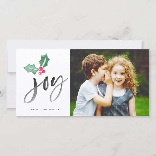 Joy Brush Script Holiday | Carte photo de Noël (Devant)