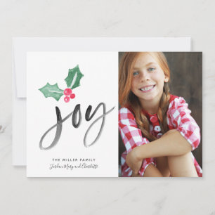 Joy Brush Script Holiday Carte photo de Noël
