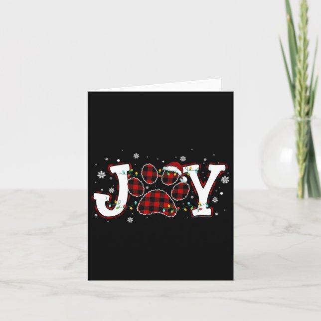 Joy Buffalo Red Kariert Dog Paw Print Christmas Or Karte (Vorderseite)
