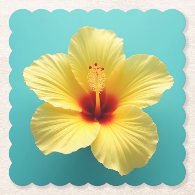 Joy Burst: Gelber Hibiskus Freude Untersetzer (Vorderseite)