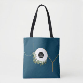 Joy Business Logo Happy Holidays Blue Custom Tasche